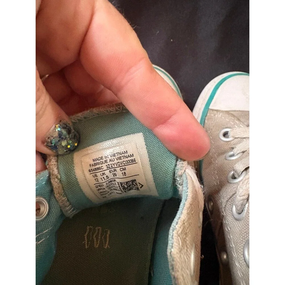 Converse Chuck Taylor size 12 low top gray and turquoise shoes sneakers